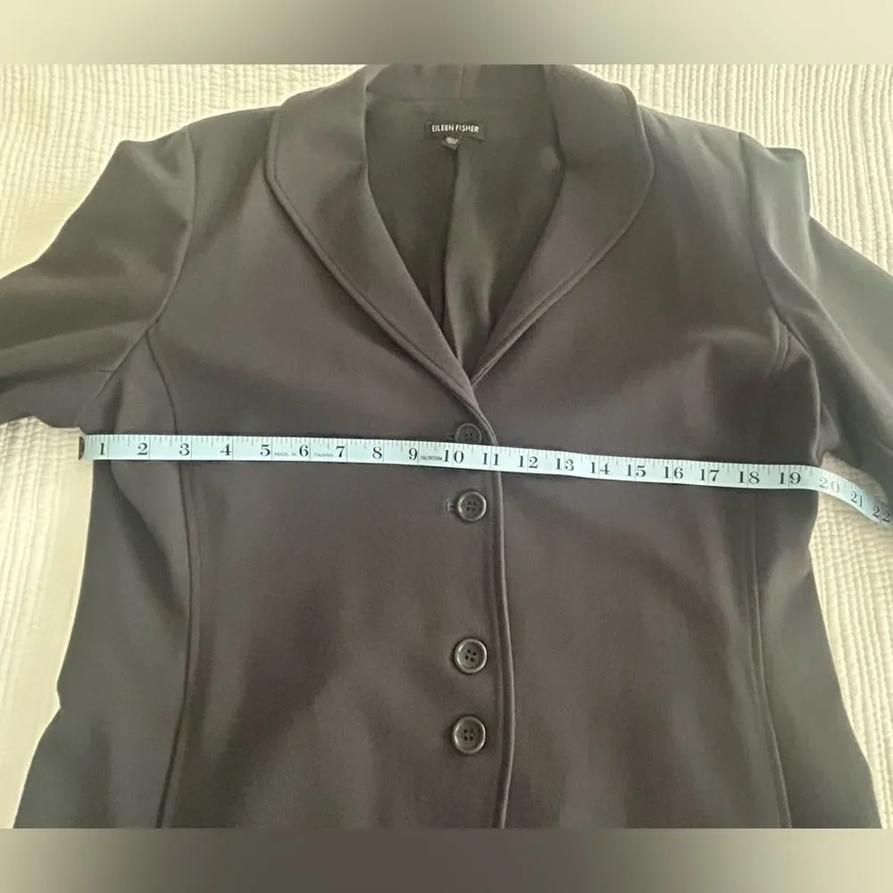 Eileen Fisher System Women’s Charcoal Gray Button Blazer Silk Lining Size Large - Picture 11 of 12